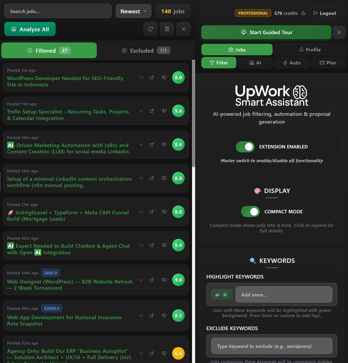 Smart Job Filtering Interface